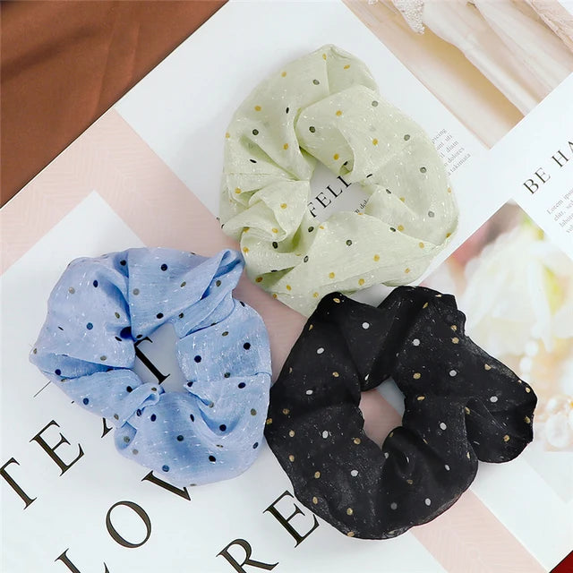 3Pcs/Lot Korean Printing Large Hair Bands For Women Girl Elastic Hair Ring Fashion Scrunchies Dating Party Headdress Accessories