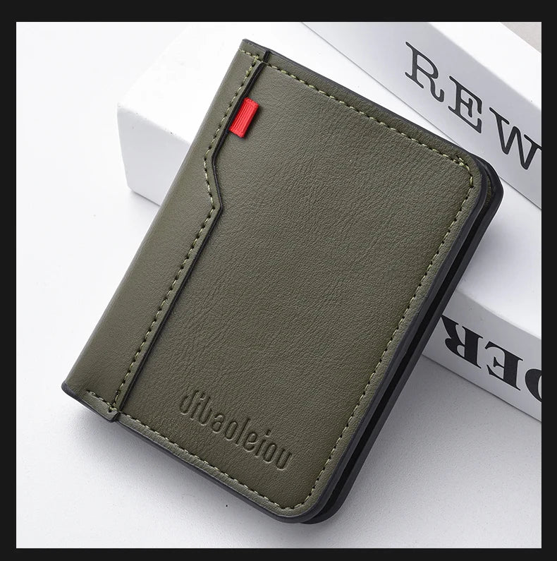 1Pc New Ultra-thin Mini Soft PU Leather Credit Card Wallet Holder Short Vertical High Quality Men's Wallet - Clikcy