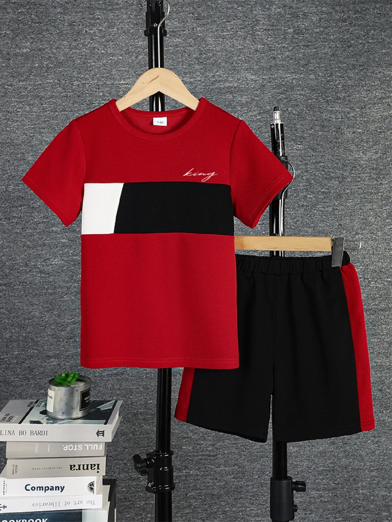 2pcs Boys Casual Colorblock Short Sleeve T-shirt & Shorts Set, Comfy Summer Kids Clothes - Clikcy