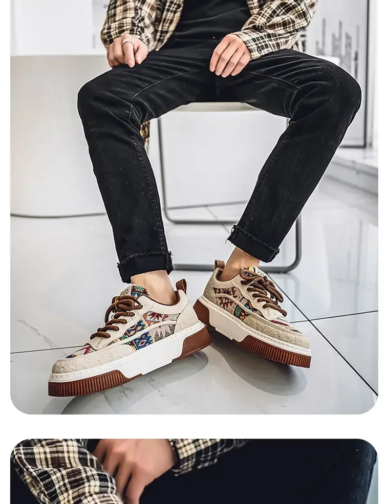 Men's Shoes 2025 New Trend Printed Fashion Shoes All Kinds of High Sense Board Shoes Daily Wear Street Casual Shoes - Clikcy