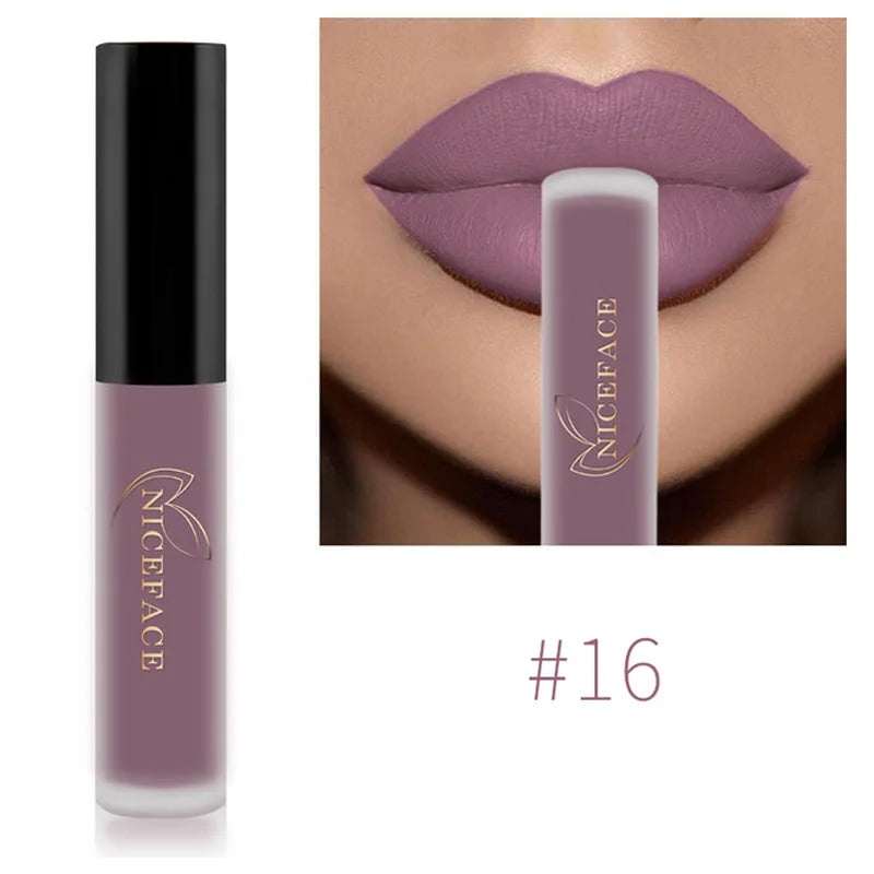 NICEFACE 29 Colors Liquid Lipstick Makeup Waterproof Matte Red Lip Gloss Long Lasting Nude Lip Tint Makeup Pigment Cosmetics - Clikcy