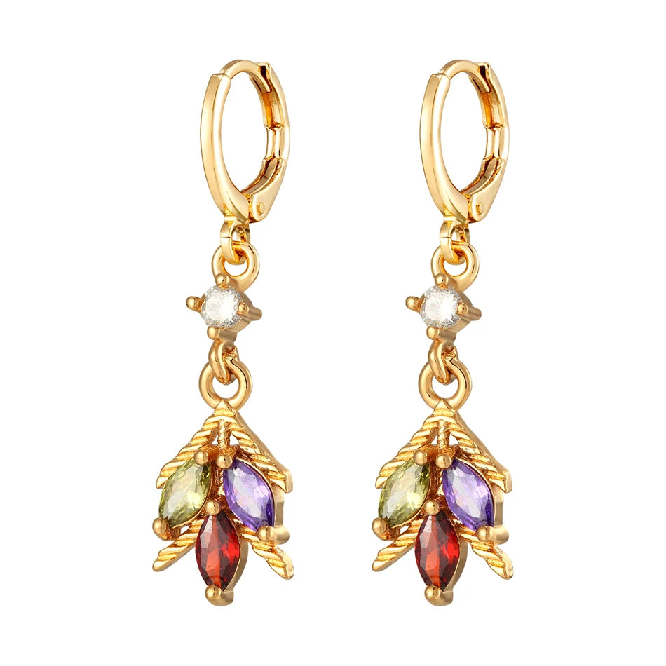 Dainty Micro Inlaid Zircon Golden Drop Earrings 10mm Hoop Dangle Crystal Pendant Elegant Women Jewelry Luxury Accessories Gifts - Clikcy