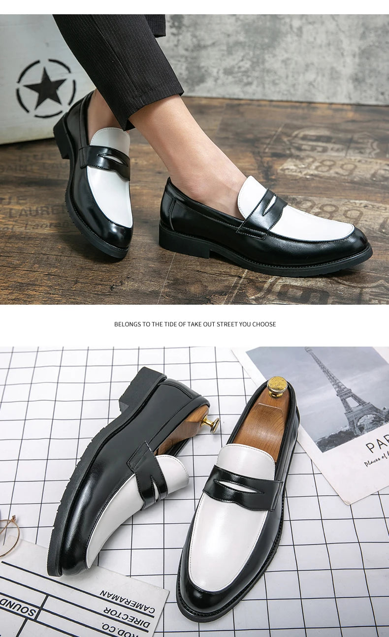 Trend Leather Shoes For Men Comfortable Slip On Loafers Yuppie Brogue Shoes Men British Style Formal Leather Men’s Dress Shoes - Clikcy