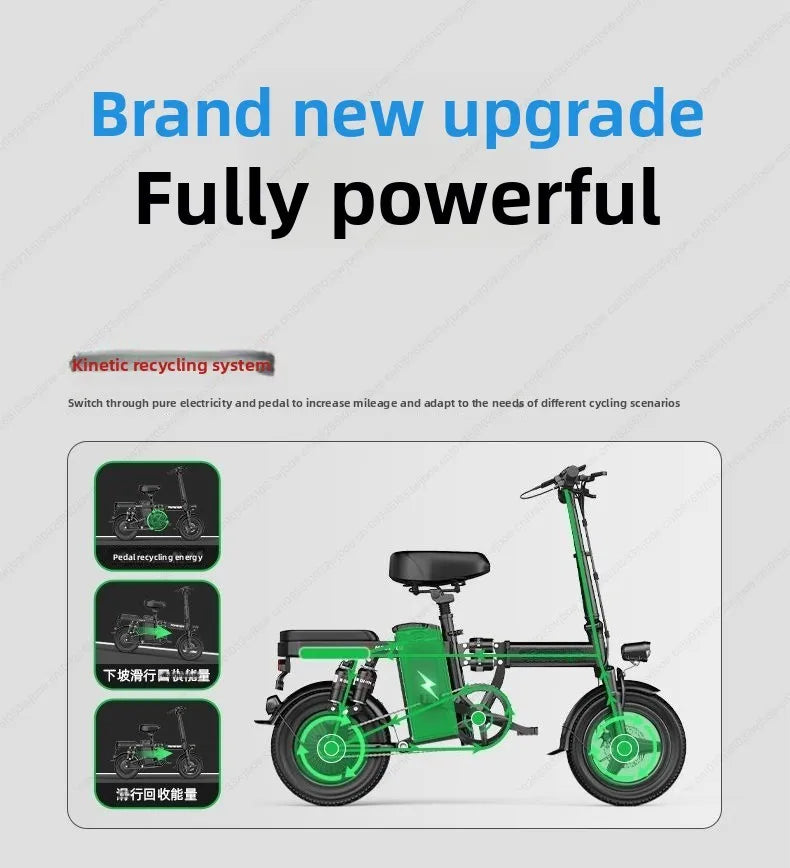 Aluminum alloy electric bicycle, ultra lightweight, portable, compact, foldable, lithium battery electric bike - Clikcy