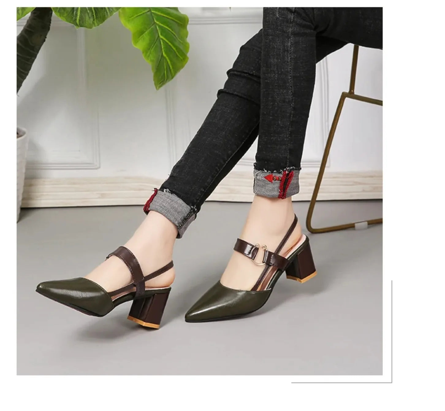 Women Sandals 2024 New Summer Pointy Chunky Sandals Plus Size Women Sandals Fashion High Heels Women Shoes Zapatos De Mujer