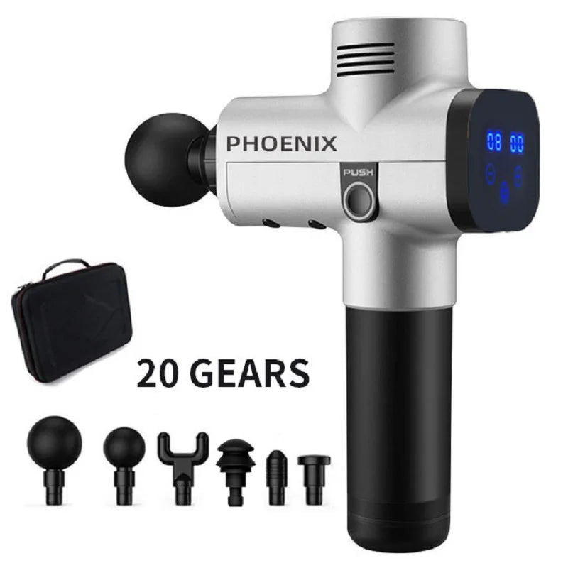 Phoenix A2 Massage Gun Muscle Relaxation Deep Tissue Massager Dynamic Vibrator Back Portable Handheld Display Fascia Gun Massage - Clikcy