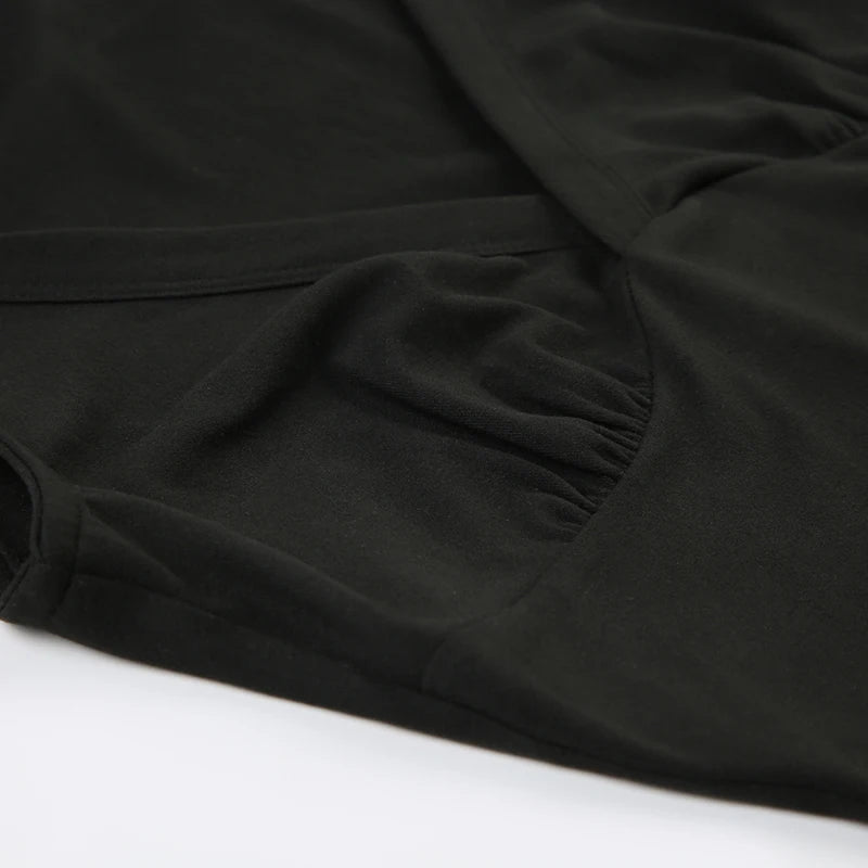 CIBBAR Sexy Deep V Neck Crop Top Women Basic Solid Tee Shirts 2024 Summer New Fashion T-shirts Vintage Clubwear Ladies Clothing - Clikcy