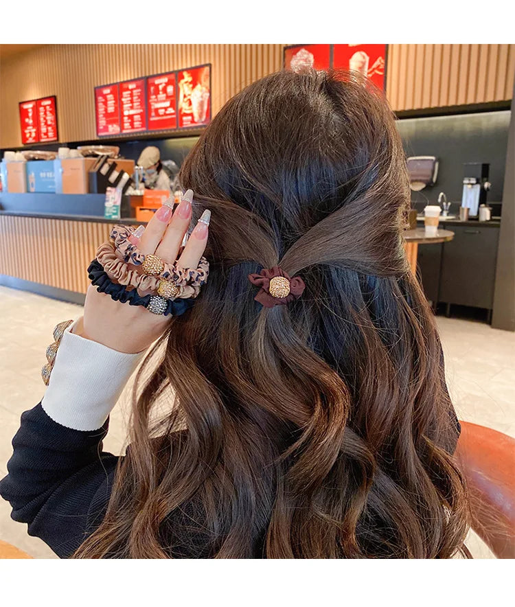 4Pcs/Lot Girl Hair Band Accessories Fashion Large Hair Ties Solid Color Elastic Scrunchies For Women Ponytail Hairstyle - Clikcy