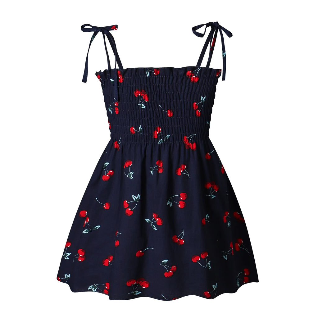 2025 Summer Girls Pure Cotton Print Dress For 2-6Years Children Fashion Floral Dress Kids  Suspenders Dress Casual Sundress - Clikcy