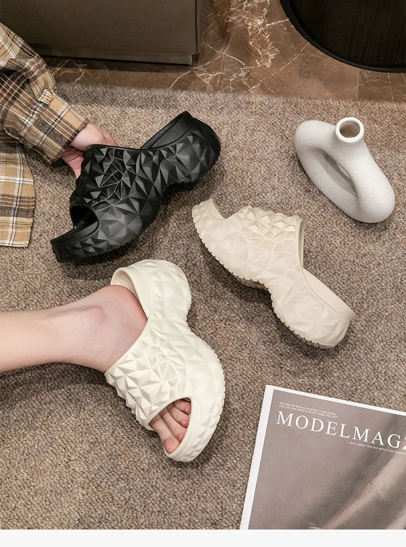 Bebealy New Women Sandals Durian sandals Outdoor Platform Beach Sandals Summer Wear-resistant Nonslip Cloud Slippers Home Slides - Clikcy