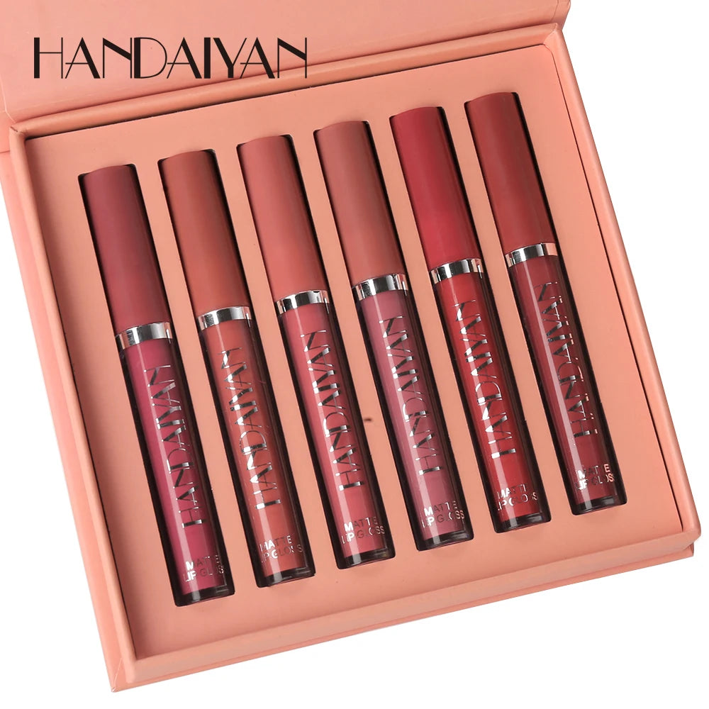 HANDAIYAN Set of 6 NonStick Cup Liquid lipstick , Long-Lasting Lip Gloss Gift Box – Matte Finish Lip Gloss, Resistant to Fading - Clikcy