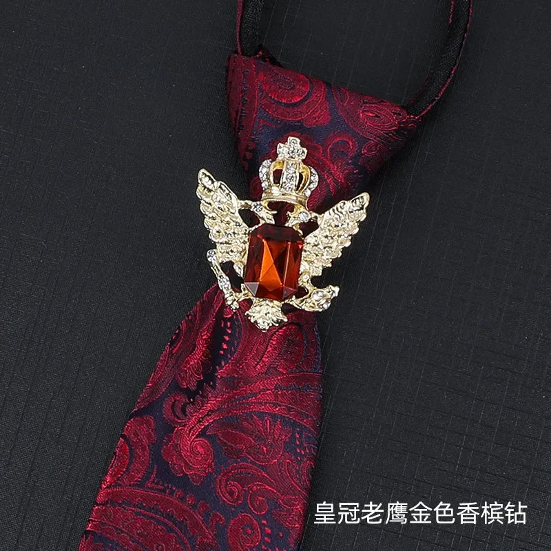 Vintage Knight Business Shirt Tie Buckle Collar Clip Tie Hoop Rudder Eagle Tie Hoop Crystal Rhinestone Jewelry Men Accessories - Clikcy