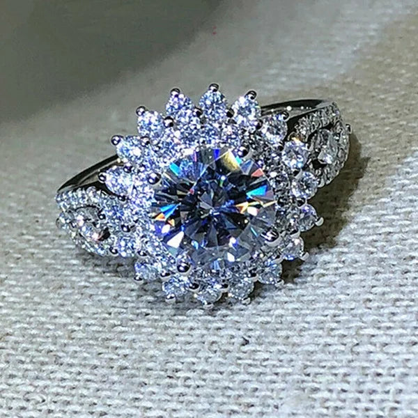 Exquisite Fashion Silver Color Engagement Rings for Women Fashion White Zircon Stones Ring Anniversary Bridal Wedding Jewelry - Clikcy