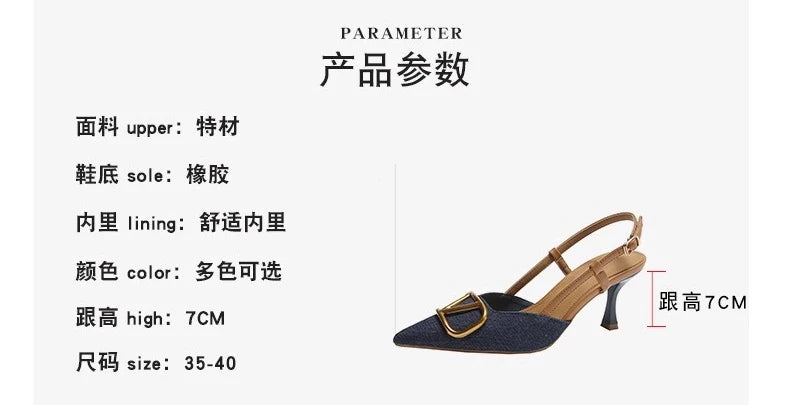 Fashion Slingback Black Comfortable Women Summer Pumps Shoes Outside Very High Heel Sandals 2025 Trend for Wedding Party Dress - Clikcy