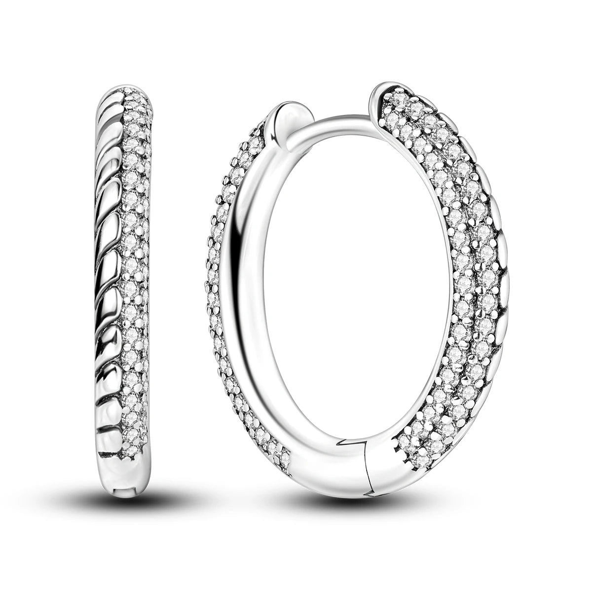 Original 925 Sterling Silver Women Hoop Earrings High Quality Shine Zircon U Shaped Classic Style Earring For Women Jewelry Gift