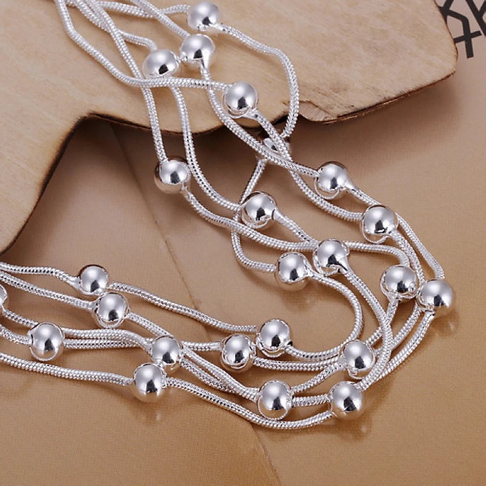 hot sell fashion fine product 925 Sterling Silver Jewelry chain beads Bracelets For cute lady women gifts H234 - Clikcy