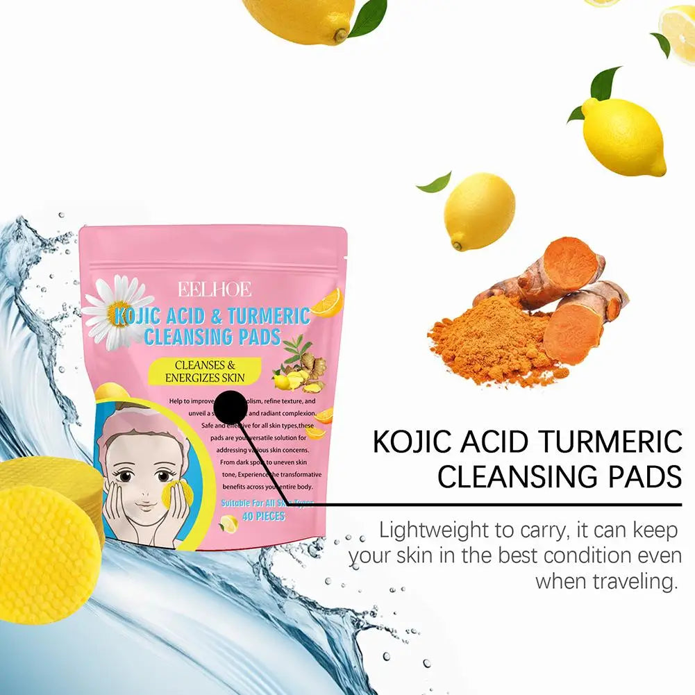 40/50pcs Turmeric Cleansing Pad Cleaning Tablet Exfoliating Pads Facial Sponges  For Exfoliating Daily Cleansing Skin Care - Clikcy