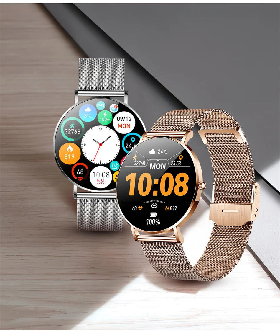 LIGE Ultra Thin Smart Watch Women AMOLED 360*360HD Screen Fashion Ladies Smartbracelet Call Reminder Men Waterproof Smartwatches - Clikcy