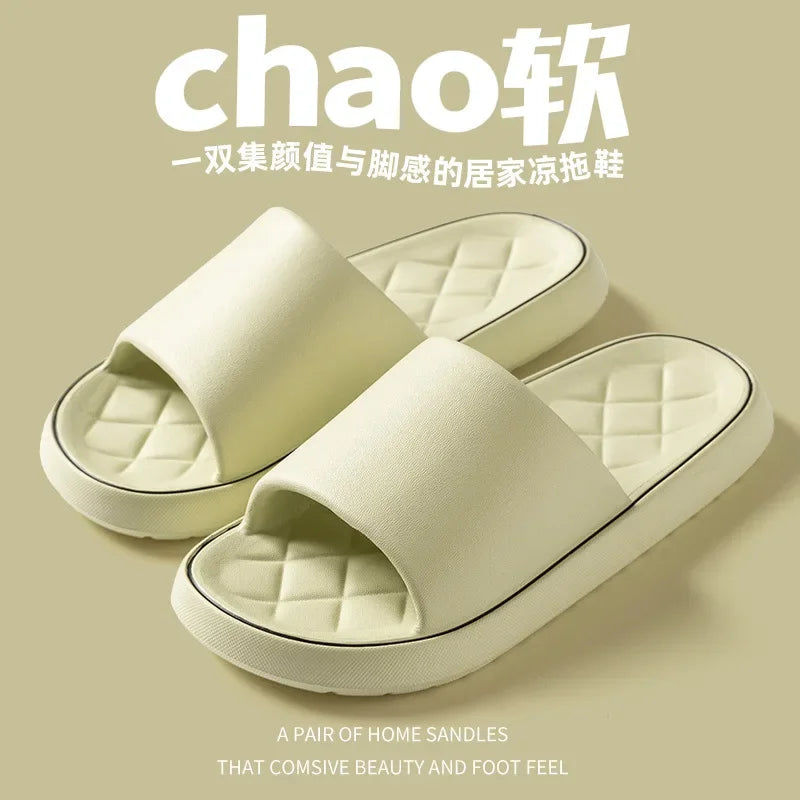 Plus Size 47 48 49 Super Light Soft Men Slippers Simple Couple's Slides EVA Elastic Shoes Colorful Indoor Bathroom Slippers - Clikcy