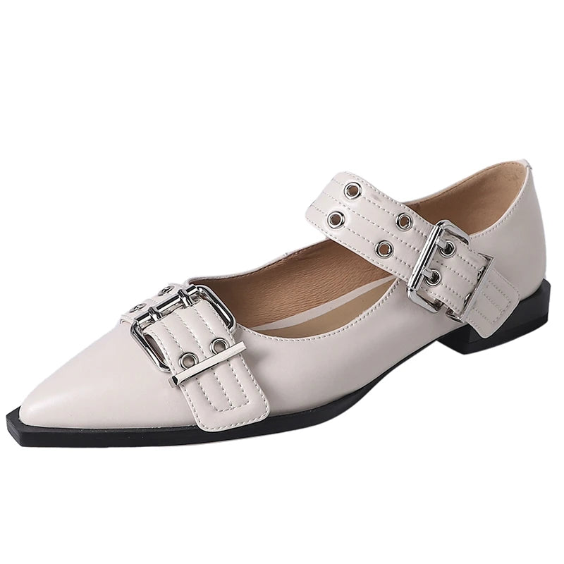 Women Flat With Shoes 2024 Designer Luxury Buckle Fashion Ladies Flats Shoes Slingback Pointed Toe Casual Female Sandals Mules - Clikcy