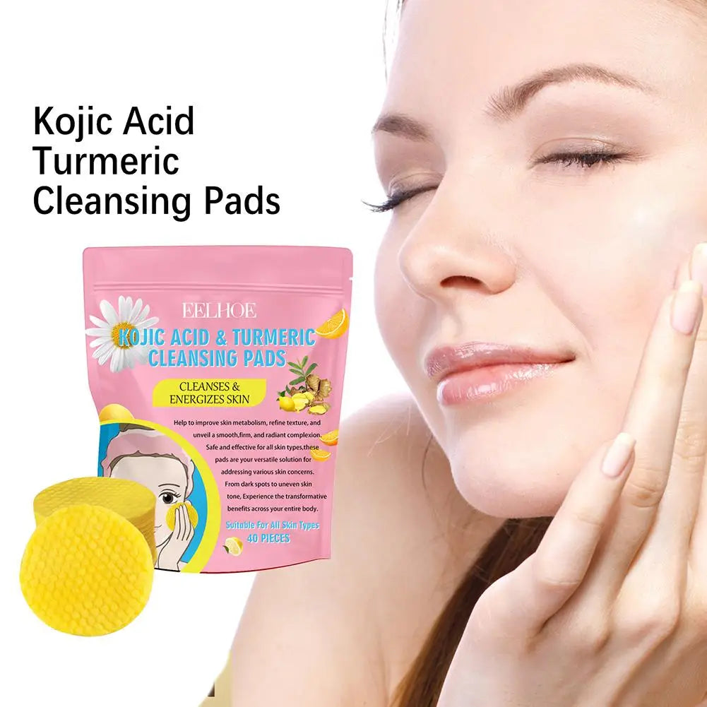 40/50pcs Turmeric Cleansing Pad Cleaning Tablet Exfoliating Pads Facial Sponges  For Exfoliating Daily Cleansing Skin Care - Clikcy