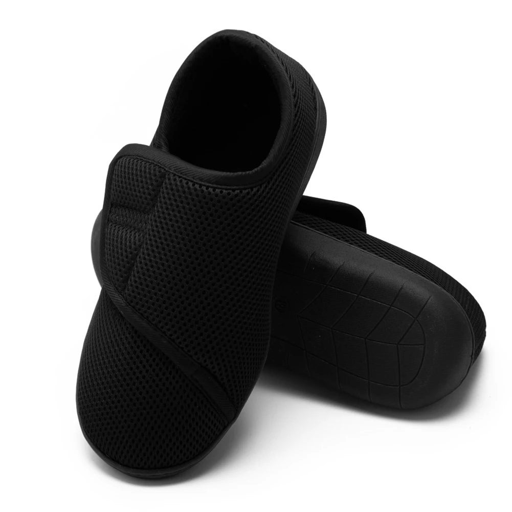 Unisex Diabetic Shoes Wide Walking Shoes Plush Lining Slip-On Orthopedic Shoes Hook and Loop Sneakers for Swollen Feet