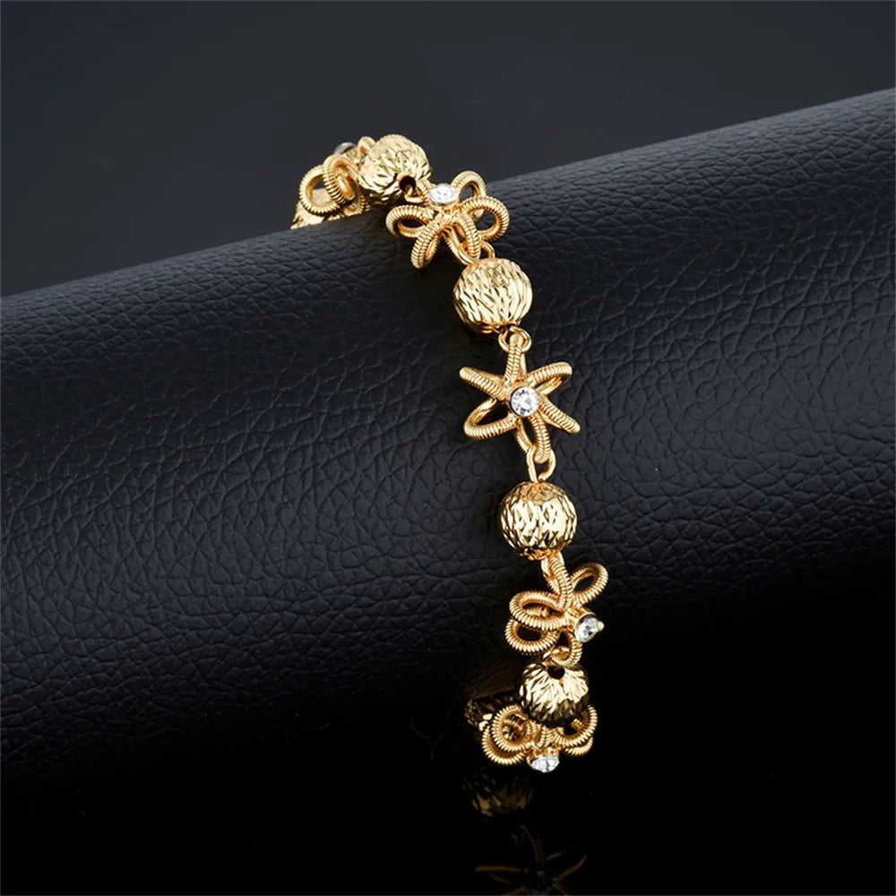 Luxury New Trendy Gold Color AAA Zircon Rhinestone Bracelet Chain Charm Valentine's Day Jewelry Gifts For Women Lovers - Clikcy
