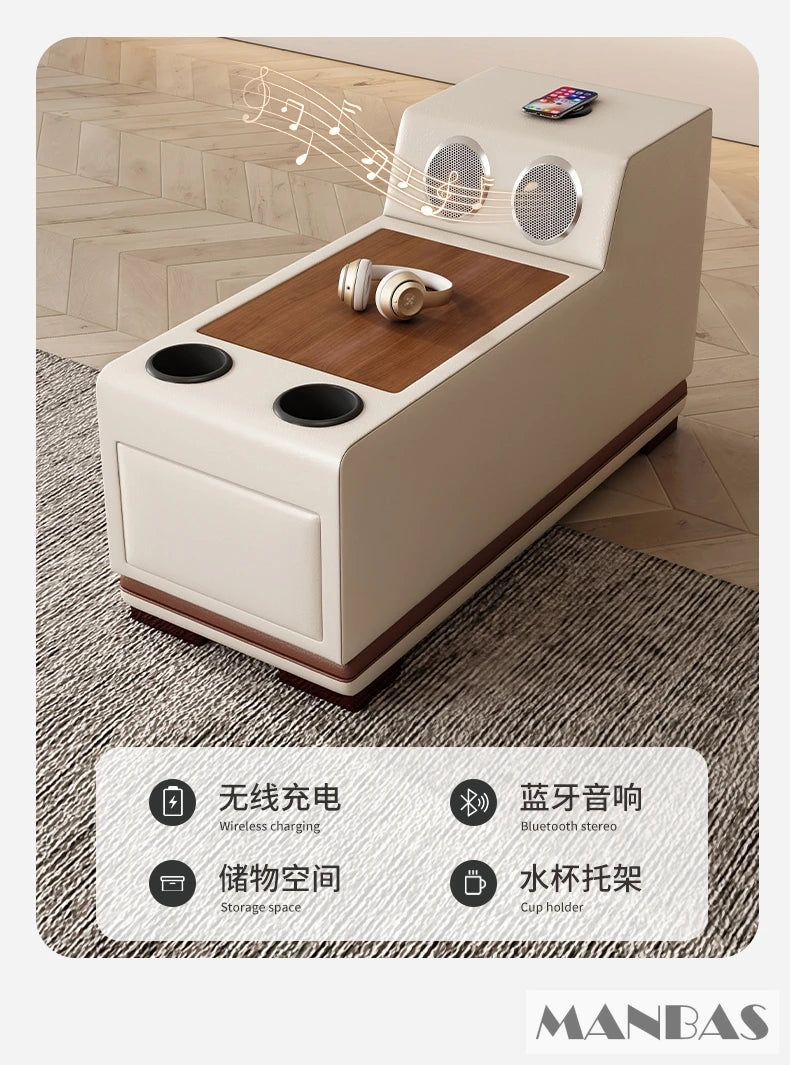 MINGDIBAO Premium Italian Genuine Leather Sofa Set for Living Room with Adjustable Headrests, Bluetooth Speaker, Wireless Charge - Clikcy