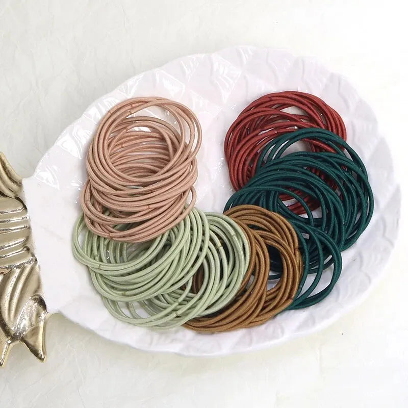100PCS/Set Hair Ties Elastic Rubber Bands for Women Men Thin Hair Rubber Bands Ponytail Scrunchies Hair Accessories for Women - Clikcy