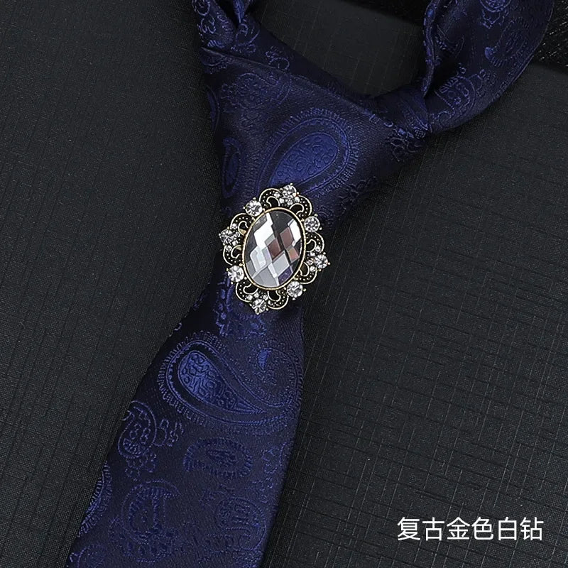 Vintage Knight Business Shirt Tie Buckle Collar Clip Tie Hoop Rudder Eagle Tie Hoop Crystal Rhinestone Jewelry Men Accessories