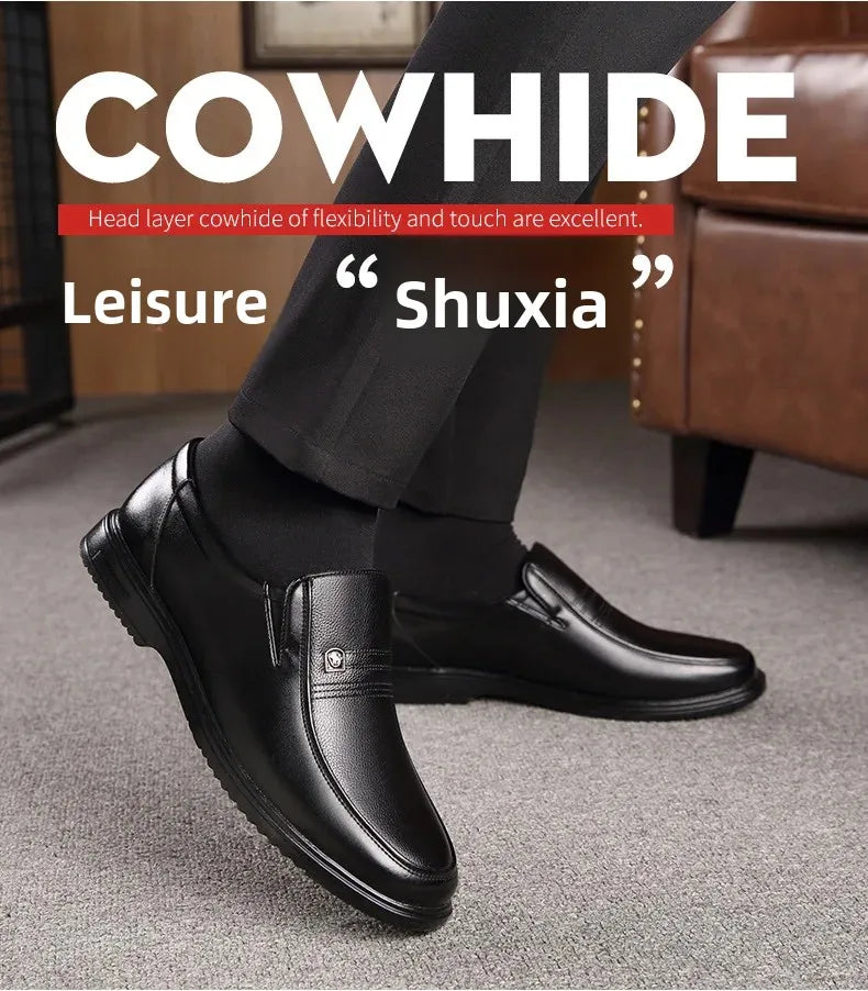 New Style Business Casual Men's Shoes Soft Sole Cow Leather Large Size Father Shoes For Middle-Aged And Elderly Men
