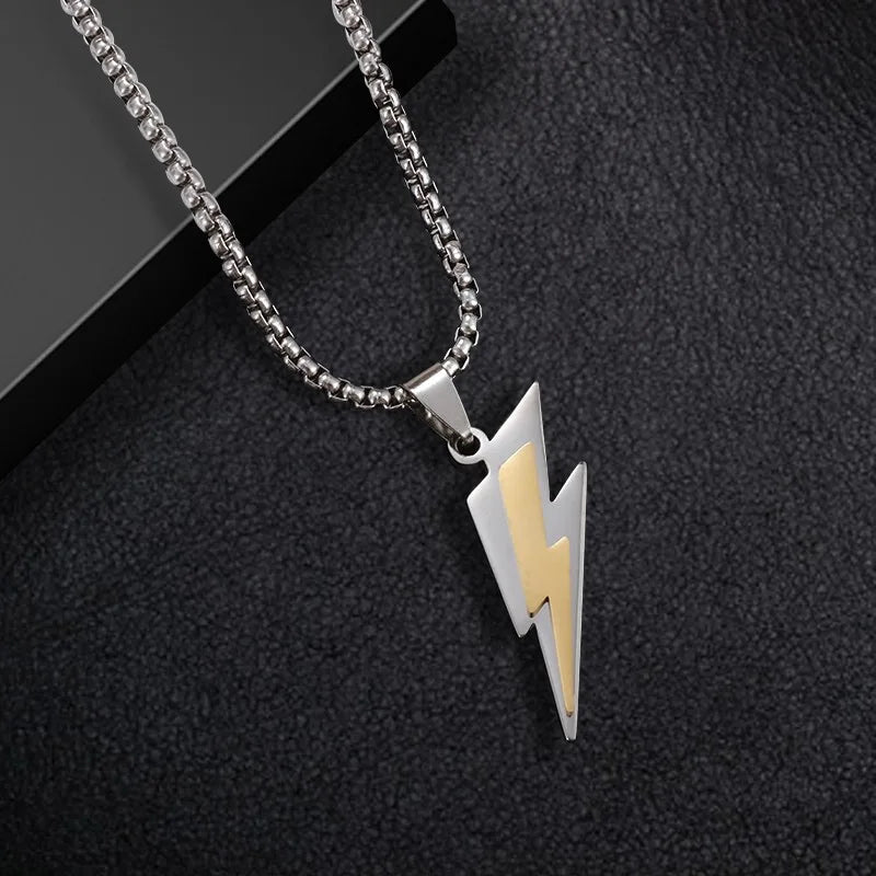 RAKOL Trendy Gamepad Lightning Stainless Steel Necklaces For Women Men Gold Color Metal Necklace Party Everyday Jewelry - Clikcy