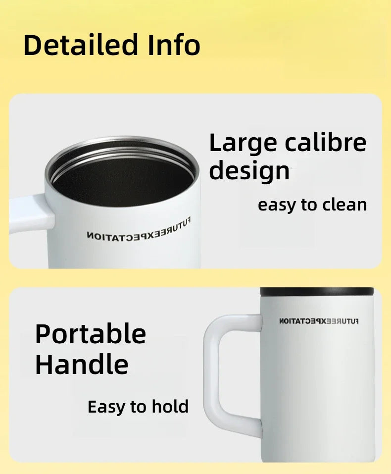 24oz Portability Tumbler with Handle Straw Lid Large Volume Stainless Steel Vacuum Insulated Cup Keep Cold Travel Mug - Clikcy