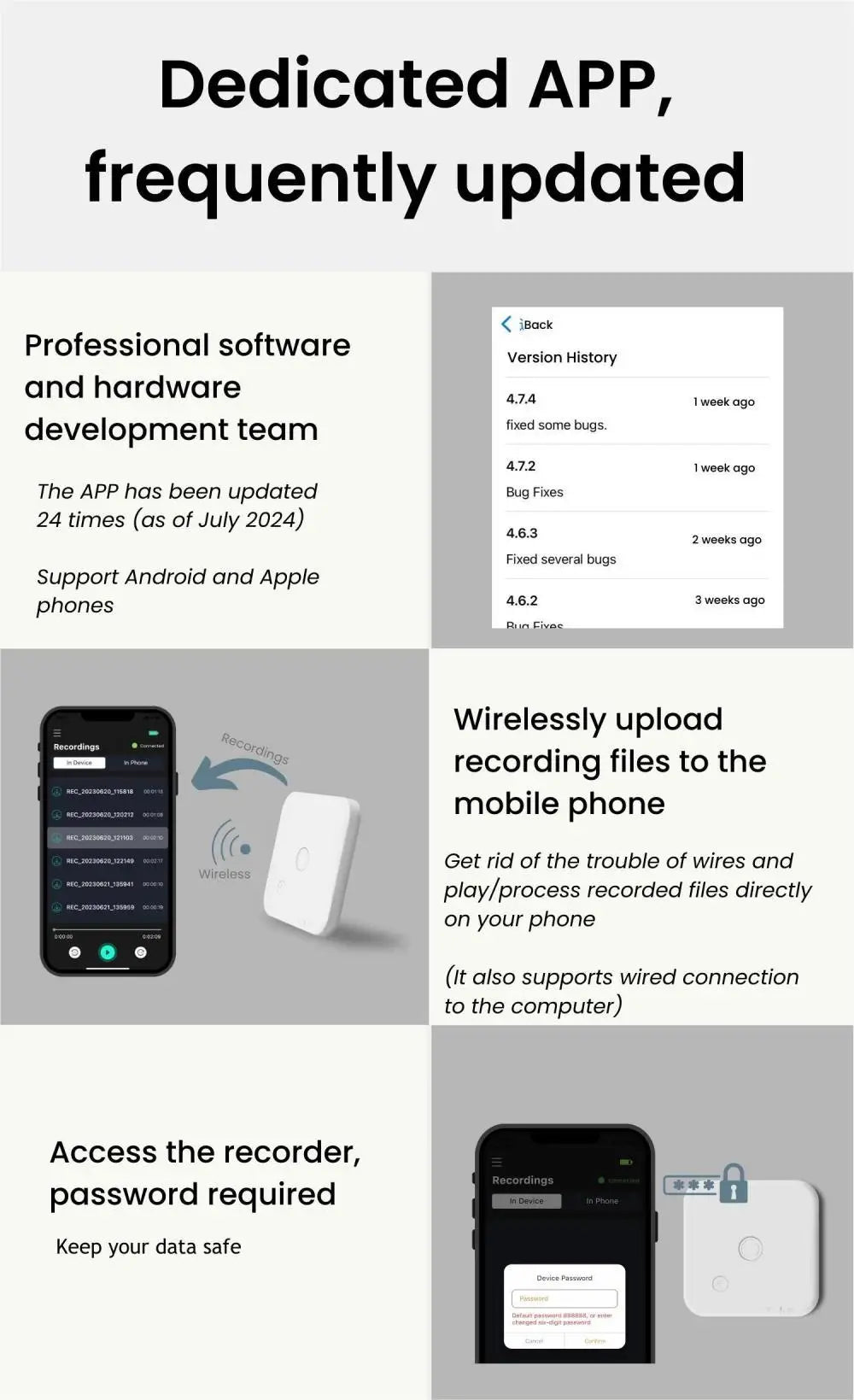 AI-Powered Voice Recorder and Call Recorder with Speech-to-Text & Summarization, Supports 100 Languages, 64GB Storage - Clikcy