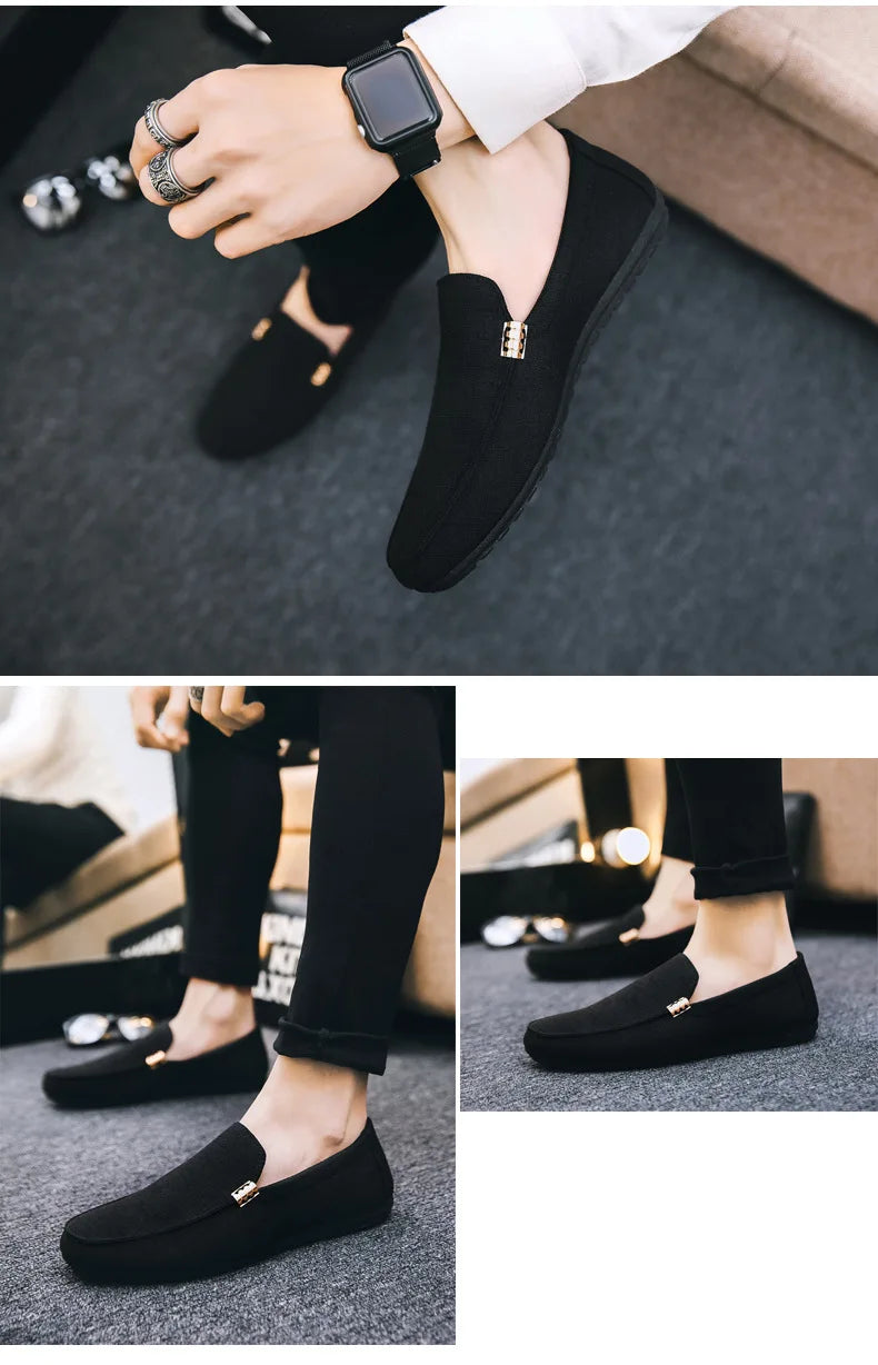 Black Loafers for Men Soft Bottom Casual Shoes Classic Comfort Moccasins Shoes Man Flat Driving Shoes Light Male Walking Sneaker