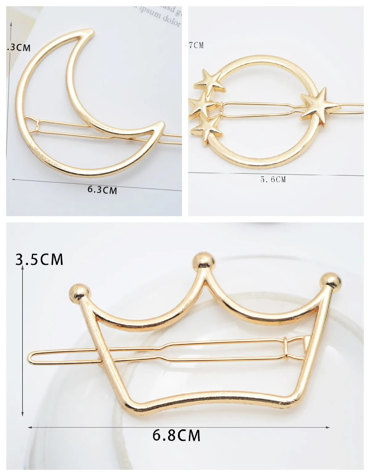 20240Fashion Woman Hair Accessories Triangle Hair Clip Pin Metal Geometric Alloy Moon Circle Hairgrip Barrette Girls Headwear - Clikcy