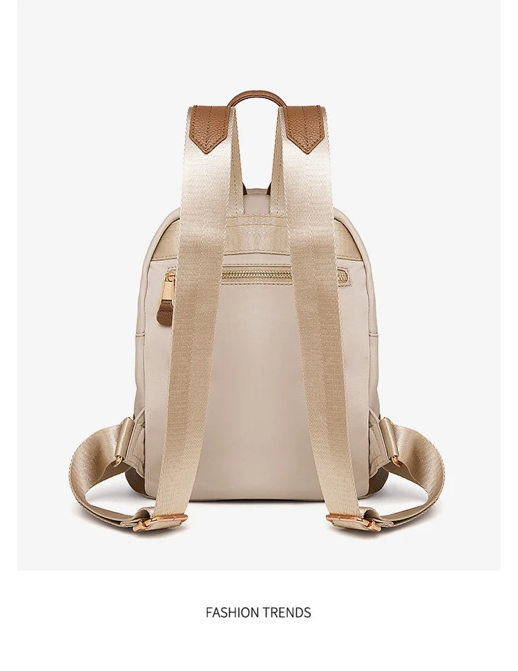 Marino Orlan Cow Leather Backpack for Women 2025 New Fashion Spring&Summer Waterproof Nylon Cloth Travel Student School Bag - Clikcy