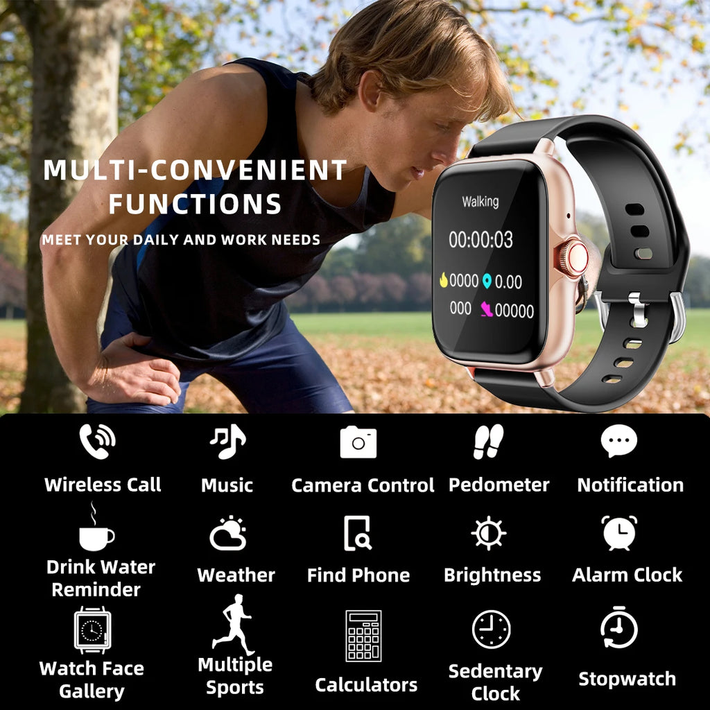 1.83'' Waterproof Smart Watch with Message Answer Call Sleep Monitoring Sports Pedometer Information Alerts For iPhone Android - Clikcy