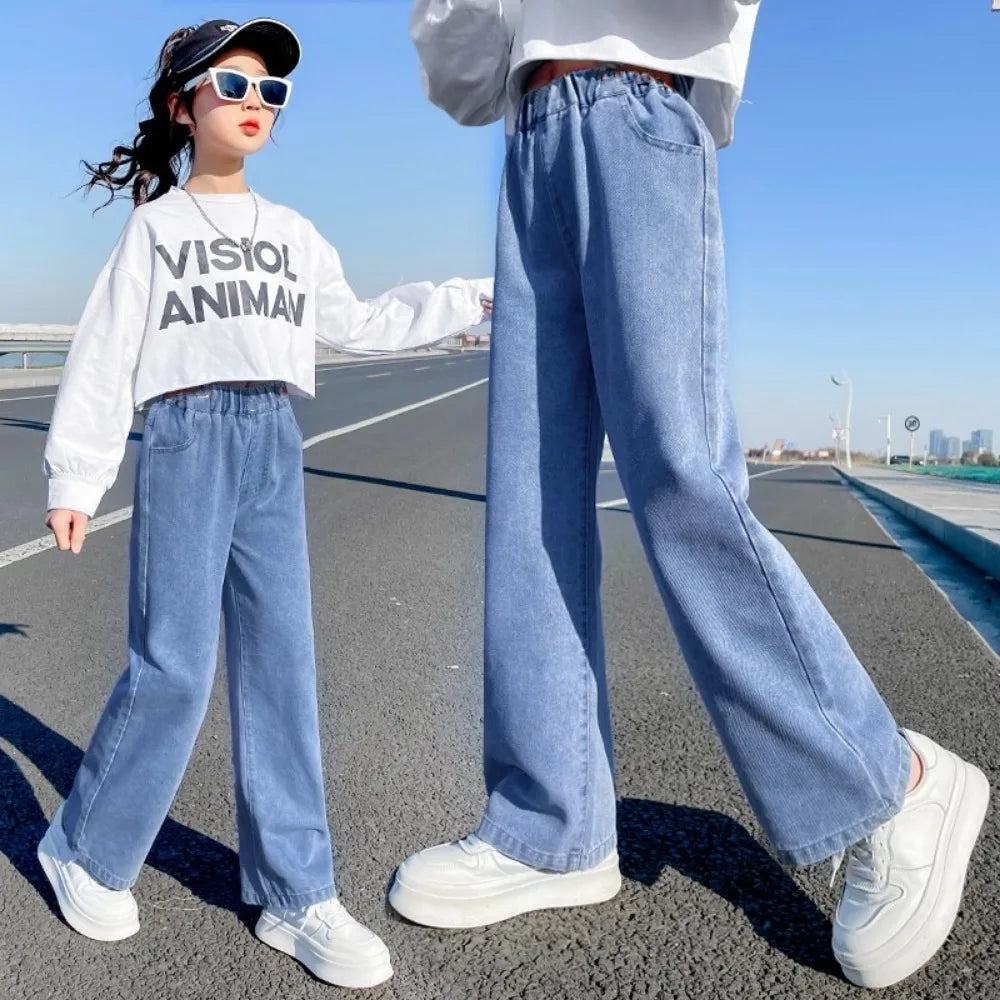 Thin Kids Pants Children's Clothing Sweatpants Clothes Teenage Girls Clothing Jeans Denim Streetwear Fashion Casual Harajuku - Clikcy