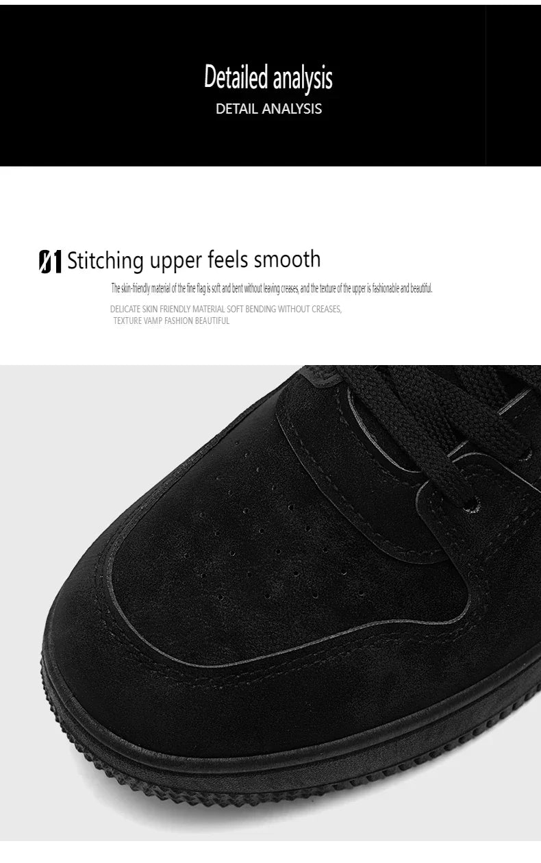 Yellow Leisure Running Sneakers Men Outdoor Leather Shoes Flat Classic Black Sports Shoes Lace Up Skateboard Board Shoe Walking