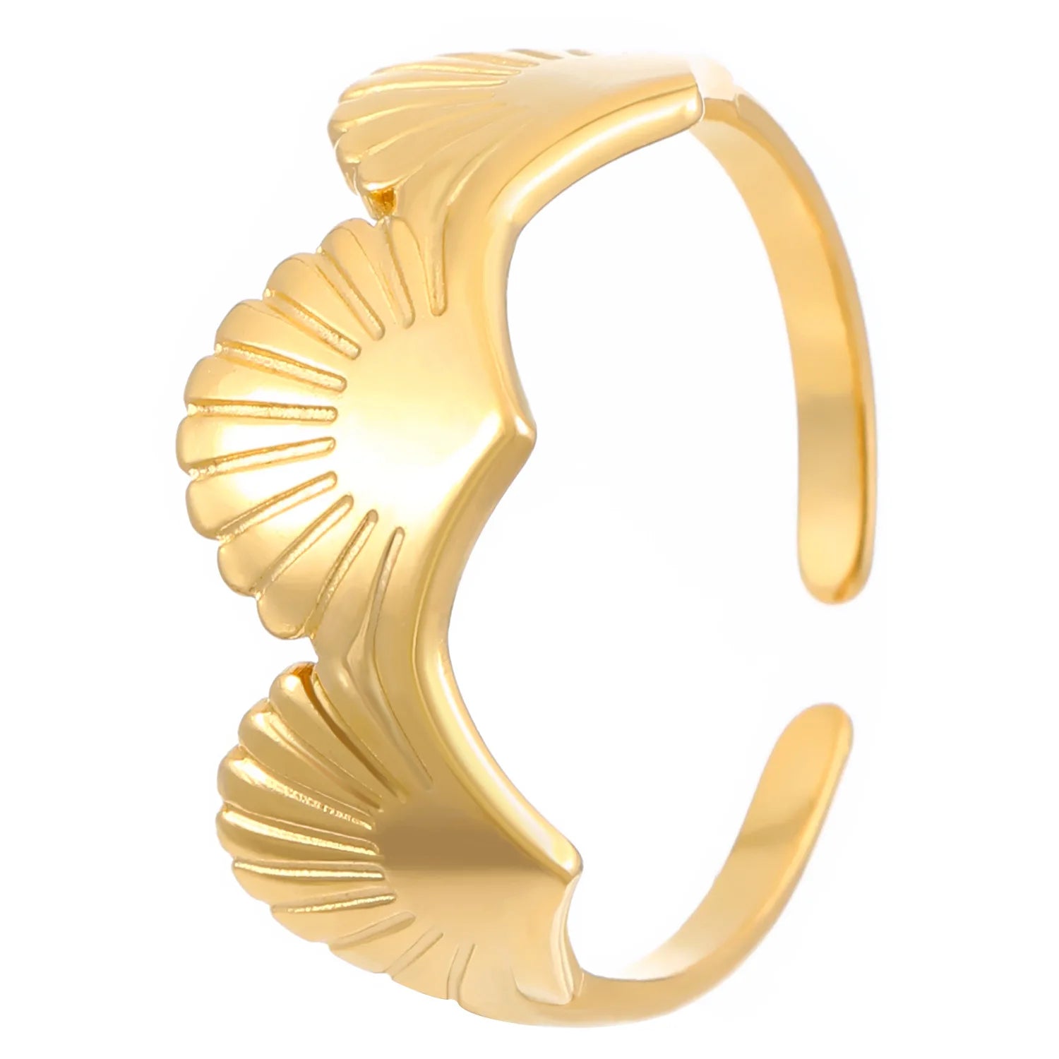 MHS.SUN Ocean Style Stainless Steel Starfish Shell Rings For Women Girl Vintage Gold Plated Open Ring Summer Beach Jewelry