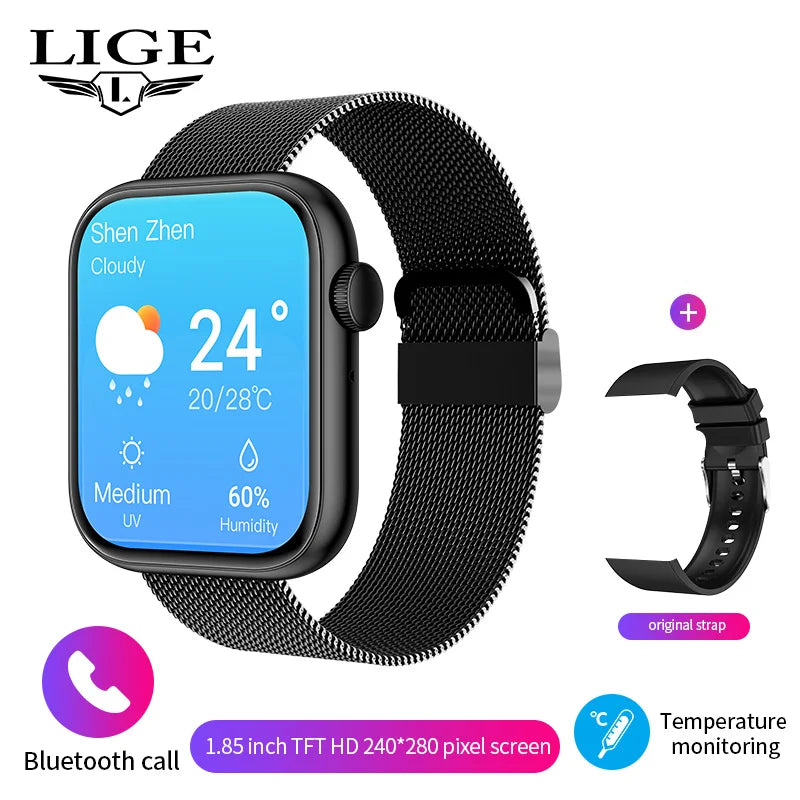 LIGE New Smart Watch 2025 Wireless Charging Smartwatch Bluetooth Calls Men Women Smartwatches Fitness Bracelet Custom Watch Face - Clikcy