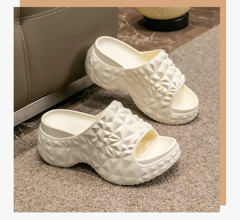 Bebealy New Women Sandals Durian sandals Outdoor Platform Beach Sandals Summer Wear-resistant Nonslip Cloud Slippers Home Slides - Clikcy