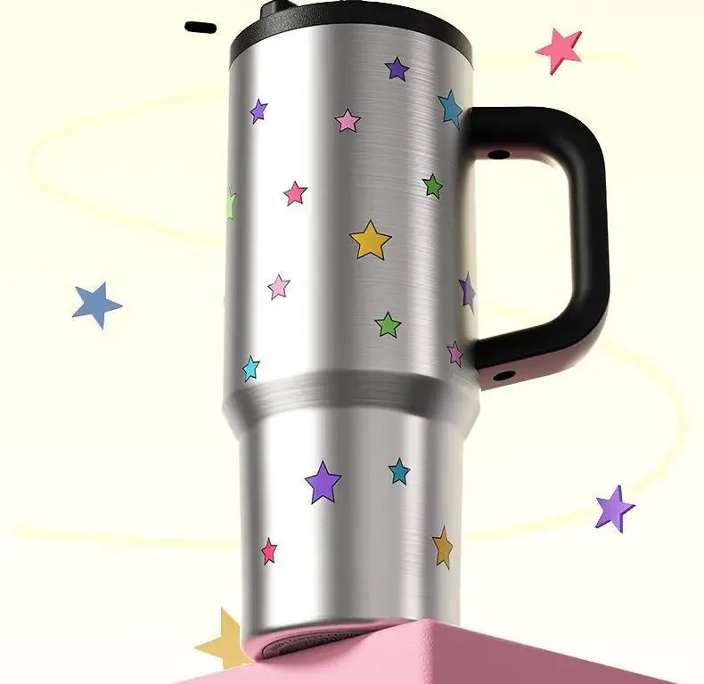 24oz Portability Tumbler with Handle Straw Lid Large Volume Stainless Steel Vacuum Insulated Cup Keep Cold Travel Mug - Clikcy