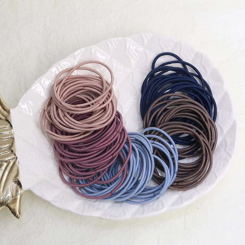 100PCS/Set Hair Ties Elastic Rubber Bands for Women Men Thin Hair Rubber Bands Ponytail Scrunchies Hair Accessories for Women - Clikcy