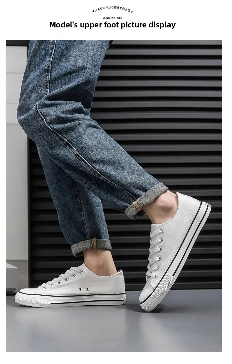 Men's All-Black Low-Top Canvas Shoes Spring Casual Sports Flat Bottom Couple's Sulfurization Flats Unisex Slip-On Sneakers