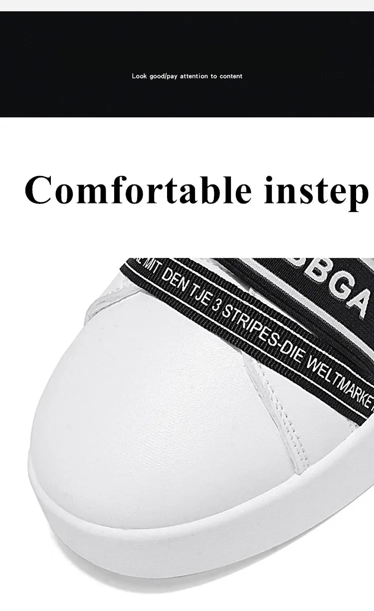 Original Design Leather Sneakers Men Trendy HOOK&LOOP Non-slip Men's Skateboard Shoes Fashion White Casual Sports Shoes For Men - Clikcy