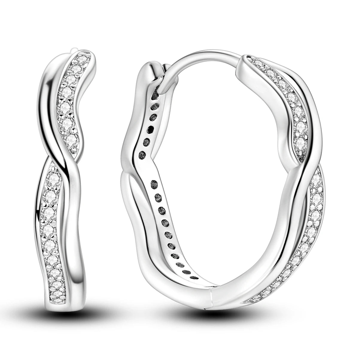 Original 925 Sterling Silver Women Hoop Earrings High Quality Shine Zircon U Shaped Classic Style Earring For Women Jewelry Gift