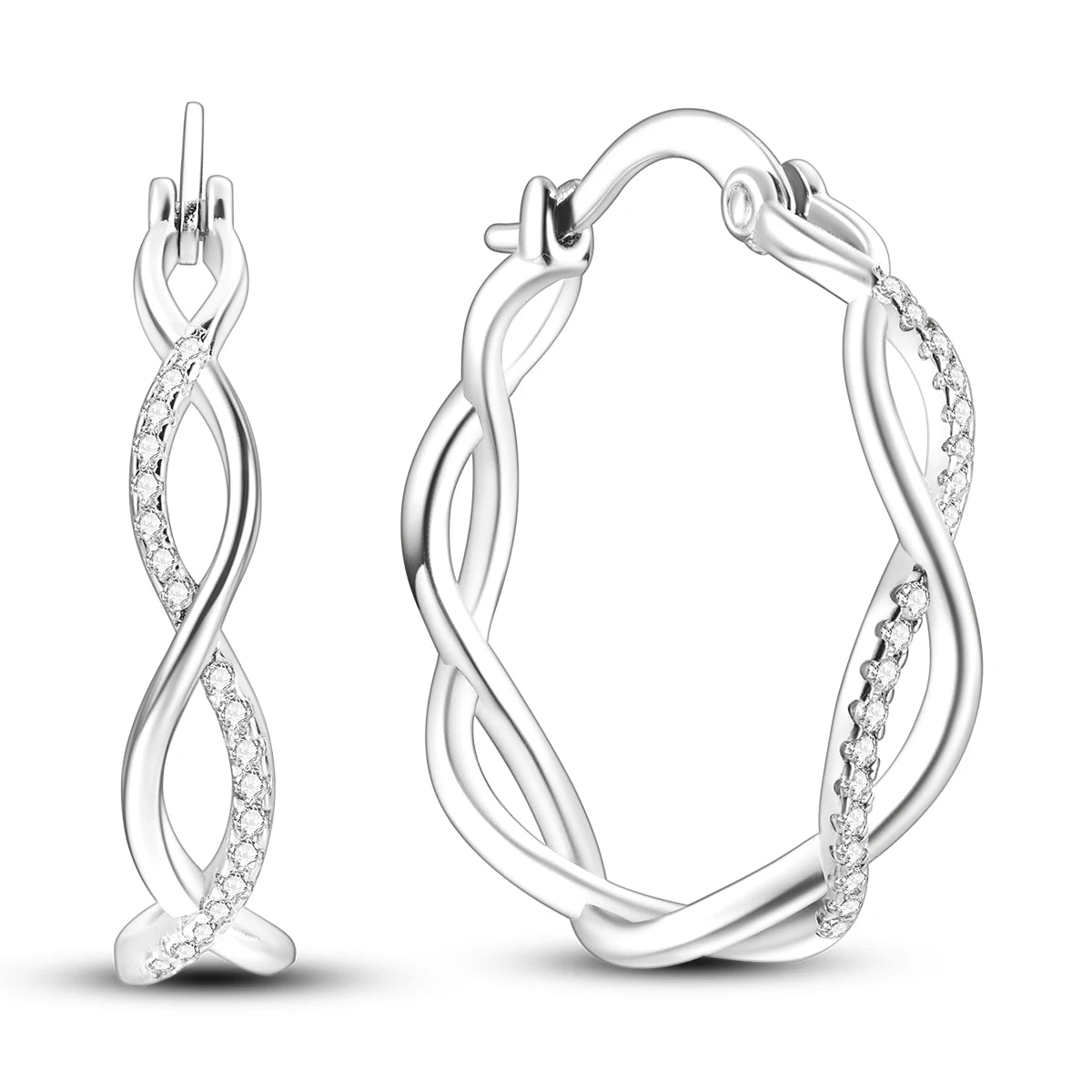 Original 925 Sterling Silver Women Hoop Earrings High Quality Shine Zircon U Shaped Classic Style Earring For Women Jewelry Gift