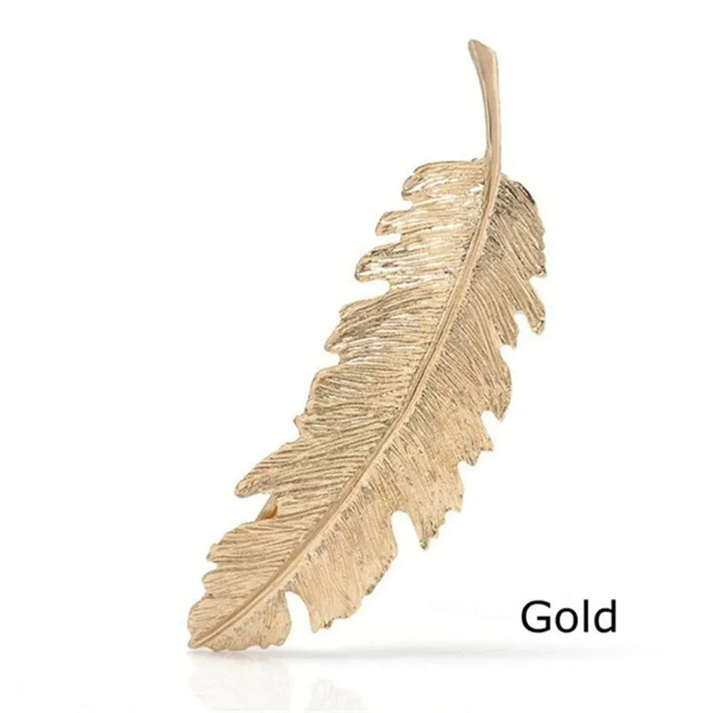 New Alloy Vintage Hair Clip Feather Leaf Shape Barrette Metal Hairpins for Women Korean Fashion Lady Headwear Hair Accessories - Clikcy